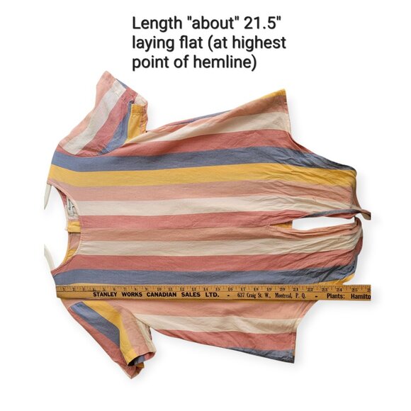 Madewell Button-Back Top Sherbet Stripe 100% Cotton - Picture 8 of 12